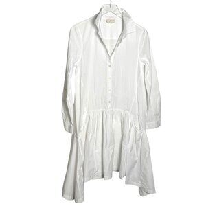 Pure DKNY White shirt Dress size Medium Cotton blend long sleeves